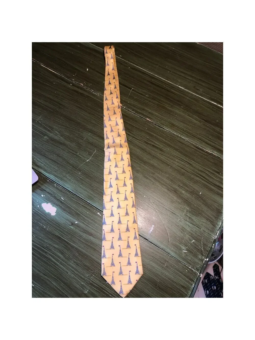 Beaufort Tie Rack EUC Yellow Silk Eiffel Tower Necktie